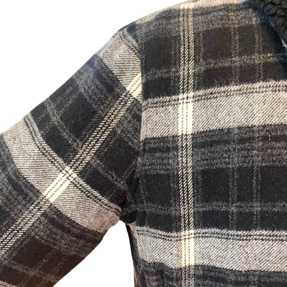 Tigha Men’s Plaid Wool Blend Jacket w/ Sherpa Collar, Black/Grey Check - Picture 4 of 16